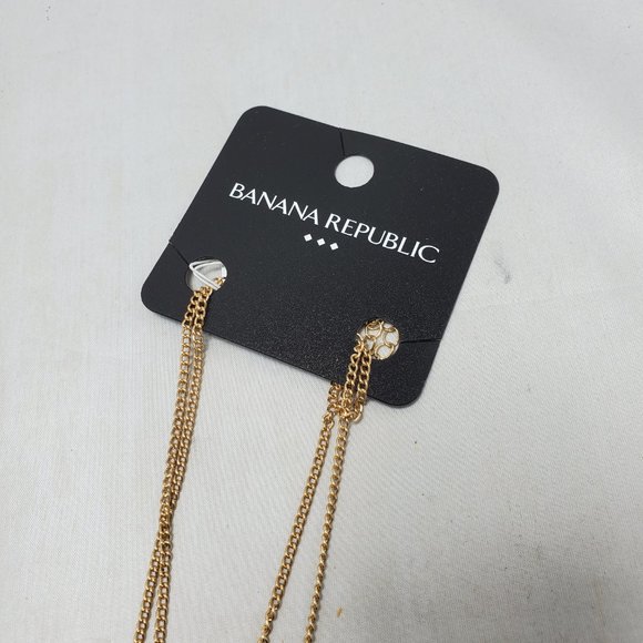 Banana Republic gold crescent moon with turquoise stone gold layered necklace - Picture 9 of 9